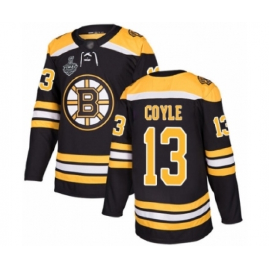 Men's Boston Bruins #13 Charlie Coyle Authentic Black Home 2019 Stanley Cup Final Bound Hockey Jersey - Ujersey