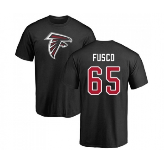 Football Atlanta Falcons #65 Brandon Fusco Black Name & Number Logo T-Shirt - Ujersey