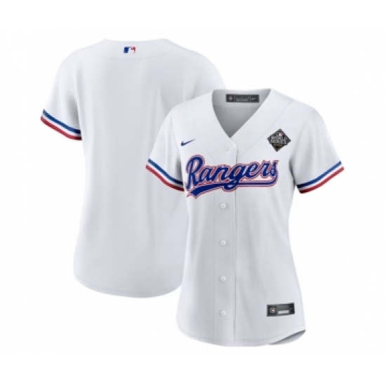 Women's Texas Rangers Blank White 2023 World Series Stitched Baseball Jersey - Ujersey