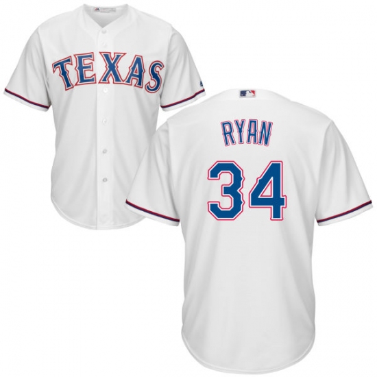 Men's Majestic Texas Rangers #34 Nolan Ryan Replica White Home Cool Base MLB Jersey - Ujersey