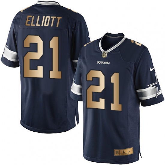 Men's Nike Dallas Cowboys #21 Ezekiel Elliott Limited Navy/Gold Team Color NFL Jersey - Ujersey