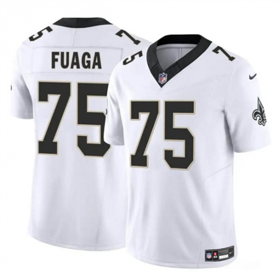 Men's New Orleans Saints #75 Taliese Fuaga White 2024 Draft F.U.S.E. Vapor Limited Football Stitched Jersey - Ujersey