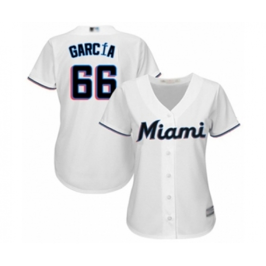 Women's Miami Marlins #66 Jarlin Garcia Authentic White Home Cool Base Baseball Player Jersey - Ujersey