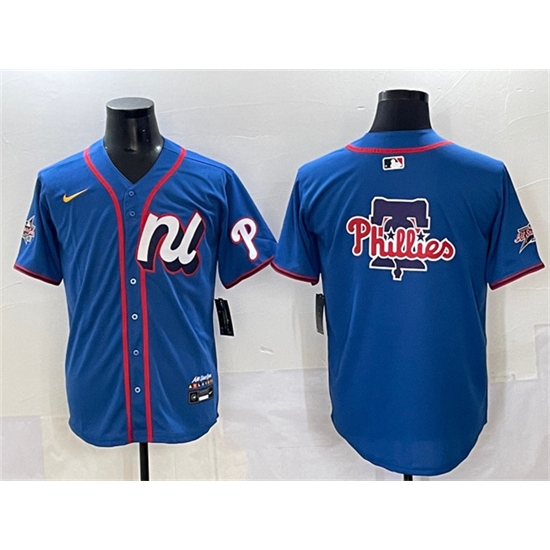 Men's National League Philadelphia Phillies Team Big Logo Blue 2025 All-Star Edition Limited Stitched Baseball Jersey - Ujersey