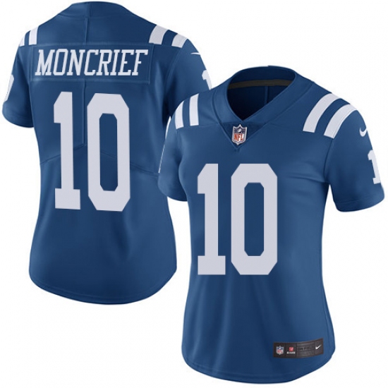 Women's Nike Indianapolis Colts #10 Donte Moncrief Limited Royal Blue Rush Vapor Untouchable NFL Jersey - Ujersey