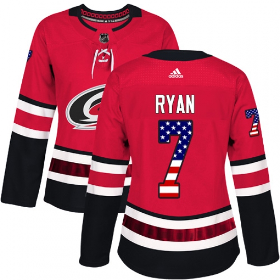 Women's Adidas Carolina Hurricanes #7 Derek Ryan Authentic Red USA Flag Fashion NHL Jersey - Ujersey