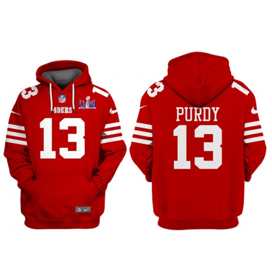 Men's San Francisco 49ers #13 Brock Purdy Red Super Bowl LVIII Alternate Pullover Hoodie - Ujersey NHL