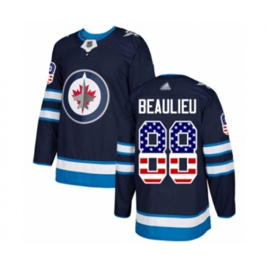 Youth Winnipeg Jets #88 Nathan Beaulieu Authentic Navy Blue USA Flag Fashion Hockey Jersey - Ujersey