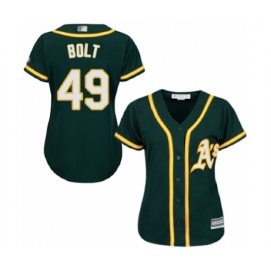 Women's Oakland Athletics #49 Skye Bolt Authentic Green Alternate 1 Cool Base Baseball Player Jersey - Ujersey