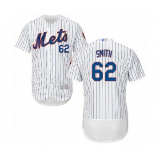 Men's New York Mets #62 Drew Smith White Home Flex Base Authentic Collection Baseball Player Jersey - Ujersey