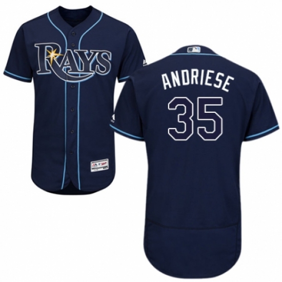 Men's Majestic Tampa Bay Rays #35 Matt Andriese Navy Blue Alternate Flex Base Authentic Collection MLB Jersey - Ujersey