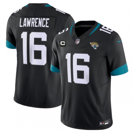 Men's Jacksonville Jaguars #16 Trevor Lawrence Black With 4-Star C Vapor Untouchable Limited Stitched Jersey - Ujersey