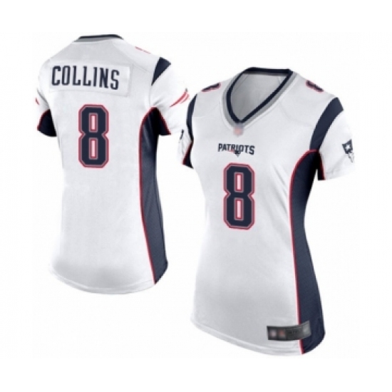 Women's New England Patriots #8 Jamie Collins Game White Football Jersey - Ujersey