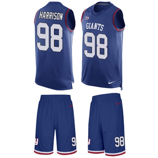 Men's Nike New York Giants #98 Damon Harrison Limited Royal Blue Tank Top Suit NFL Jersey - Ujersey