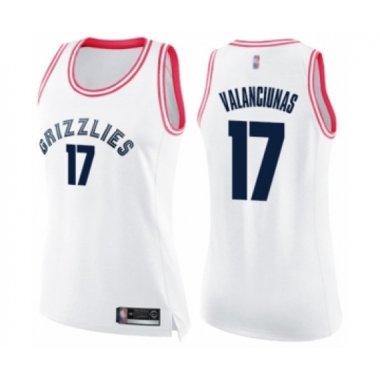 Women's Memphis Grizzlies #17 Jonas Valanciunas Swingman White Pink Fashion Basketball Jersey - Ujersey