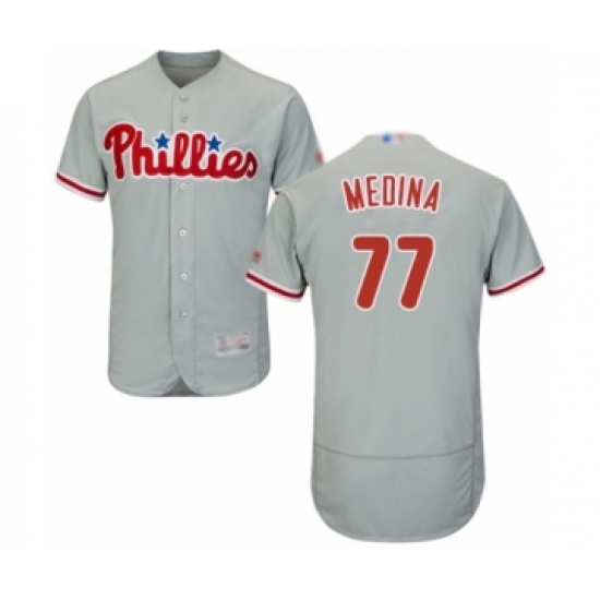 Men's Philadelphia Phillies #77 Adonis Medina Grey Road Flex Base Authentic Collection Baseball Player Jersey - Ujersey