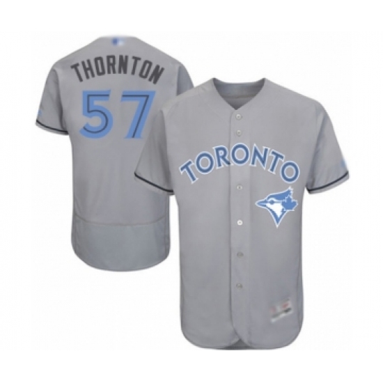 Men's Toronto Blue Jays #57 Trent Thornton Authentic Gray 2016 Father's Day Fashion Flex Base Baseball Player Jersey - Ujersey
