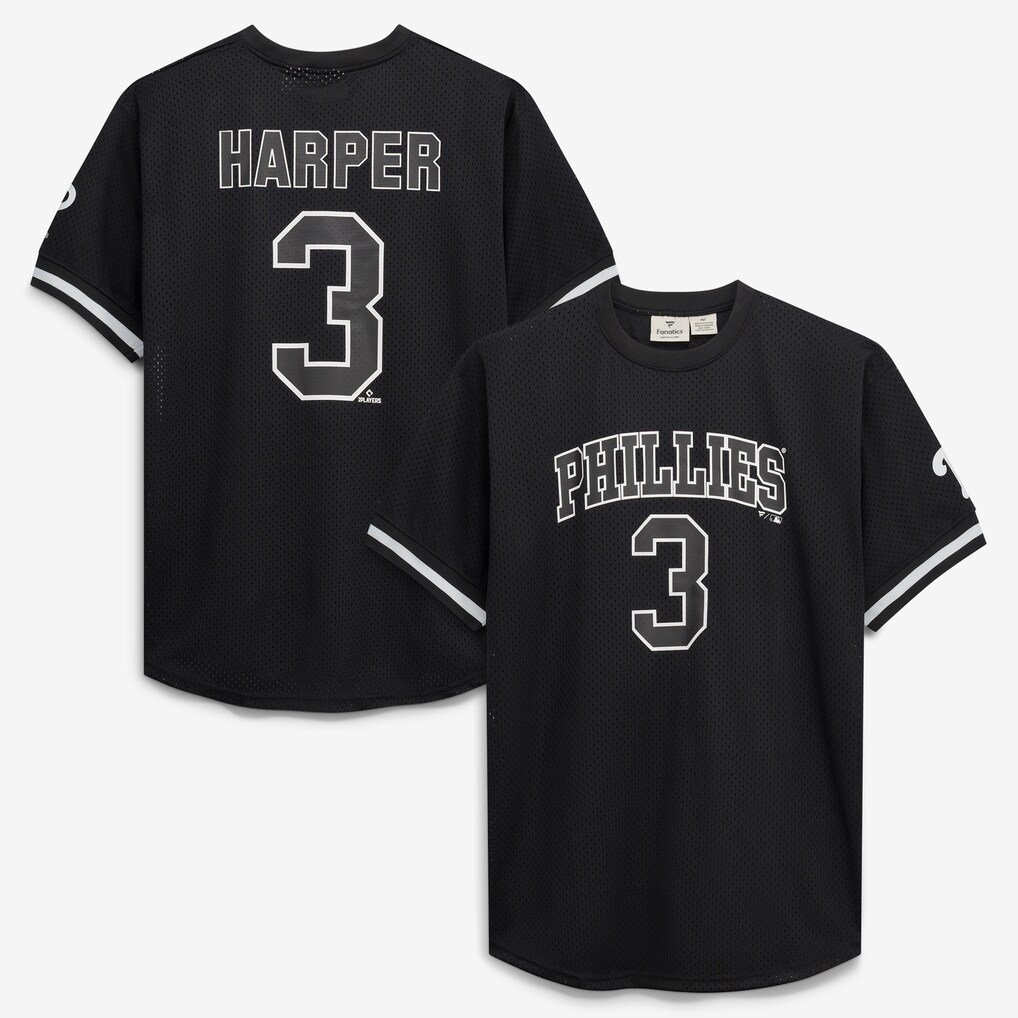 Men's Philadelphia Phillies Bryce Harper Fanatics Black/White Big & Tall Heavyweight Mesh Jersey - Ujersey