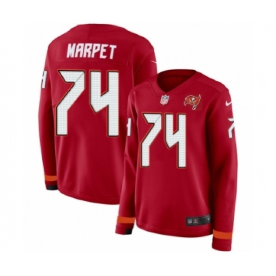 Women's Nike Tampa Bay Buccaneers #74 Ali Marpet Limited Red Therma Long Sleeve NFL Jersey - Ujersey