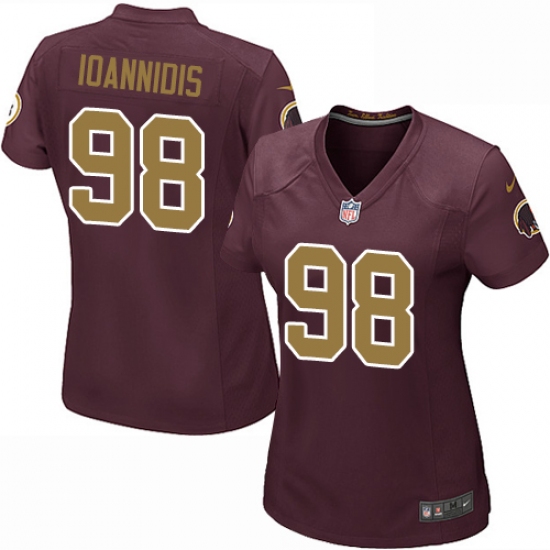 Women's Nike Washington Redskins #98 Matthew Ioannidis Game Burgundy Red/Gold Number Alternate 80TH Anniversary NFL Jersey