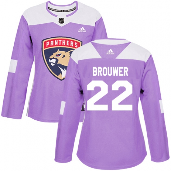 Women's Adidas Florida Panthers #22 Troy Brouwer Authentic Purple Fights Cancer Practice NHL Jersey - Ujersey