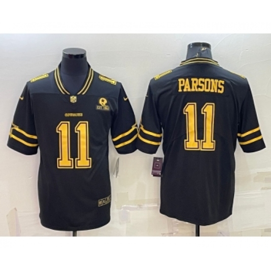 Men's Dallas Cowboys #11 Micah Parsons Black Gold Edition With 1960 Patch Limited Stitched Football Jersey - Ujersey