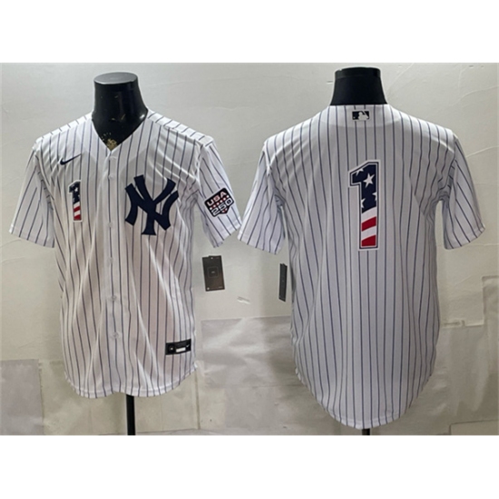 Men's New York Yankees #1 Bobby Murcer White 2026 USA 250 Fourth of July Home Stadium Stitched Baseball Jersey - Ujersey