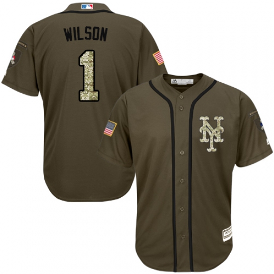 Men's Majestic New York Mets #1 Mookie Wilson Authentic Green Salute to Service MLB Jersey - Ujersey