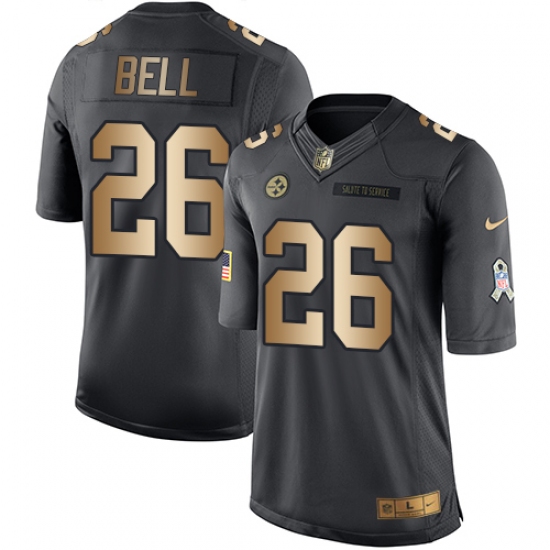 Men's Nike Pittsburgh Steelers #26 Le'Veon Bell Limited Black/Gold Salute to Service NFL Jersey - Ujersey