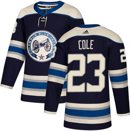Men's Adidas Columbus Blue Jackets #23 Ian Cole Authentic Navy Blue Alternate NHL Jersey - Ujersey