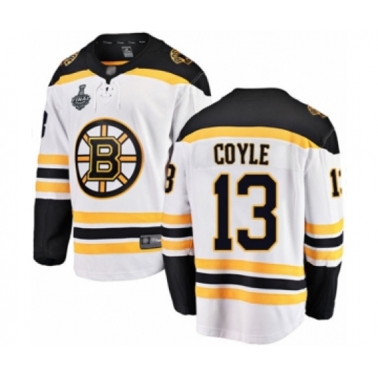 Youth Boston Bruins #13 Charlie Coyle Authentic White Away Fanatics Branded Breakaway 2019 Stanley Cup Final Bound Hockey Jersey - Ujersey