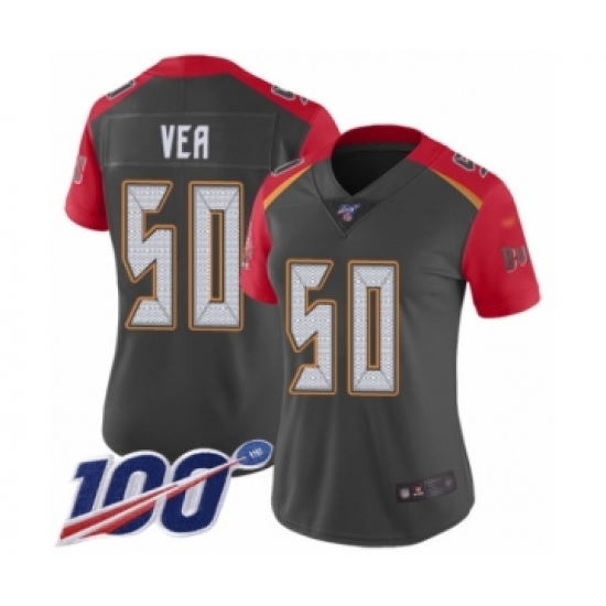 Women's Tampa Bay Buccaneers #50 Vita Vea Limited Gray Inverted Legend 100th Season Football Jersey - Ujersey