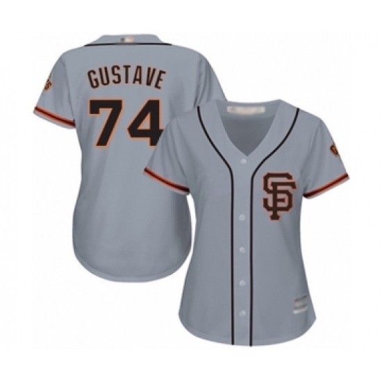 Women's San Francisco Giants #74 Jandel Gustave Authentic Grey Road 2 Cool Base Baseball Player Jersey - Ujersey