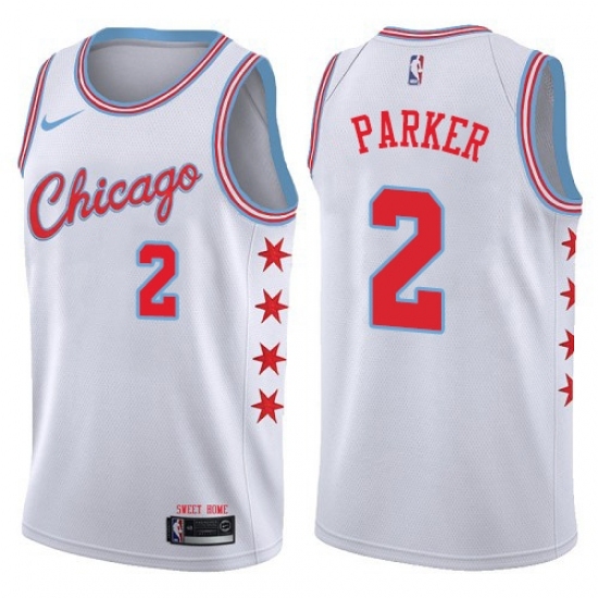 Men's Nike Chicago Bulls #2 Jabari Parker Swingman White NBA Jersey - City Edition - Ujersey