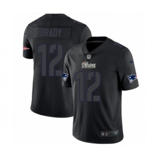Men's Nike New England Patriots #12 Tom Brady Limited Black Rush Impact NFL Jersey - Ujersey
