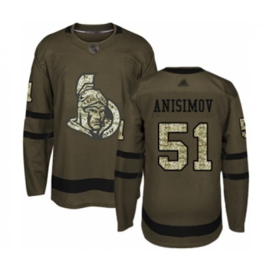 Youth Ottawa Senators #51 Artem Anisimov Authentic Green Salute to Service Hockey Jersey - Ujersey
