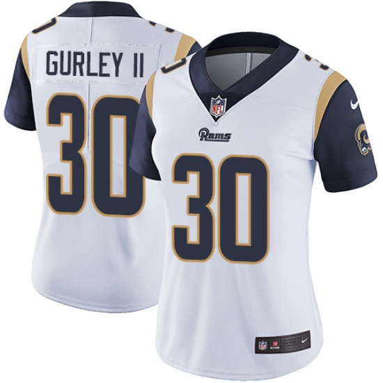 Women's Nike Los Angeles Rams #30 Todd Gurley Elite White NFL Jersey - Ujersey