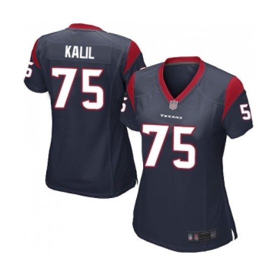 Women's Houston Texans #75 Matt Kalil Game Navy Blue Team Color Football Jersey - Ujersey