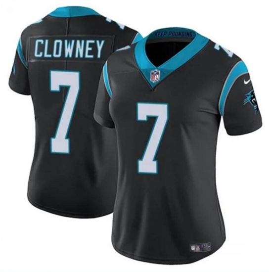 Women's Carolina Panthers #7 Jadeveon Clowney Black Stitched Jersey(Run Small) - Ujersey