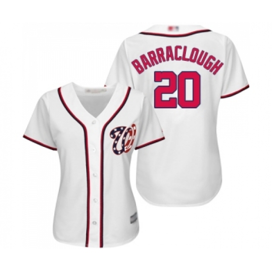 Women's Washington Nationals #20 Kyle Barraclough Replica White Home Cool Base Baseball Jersey - Ujersey