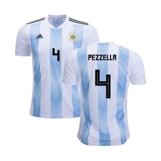 Argentina #4 Pezzella Home Kid Soccer Country Jersey