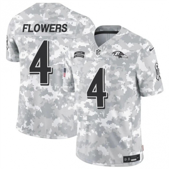 Men's Baltimore Ravens #4 Zay Flowers 2024 F.U.S.E. Arctic Camo Salute to Service Limited Football Stitched Jersey - Ujersey
