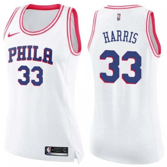 Women's Nike Philadelphia 76ers #33 Tobias Harris White Pink NBA Swingman Fashion Jerseysey - Ujersey