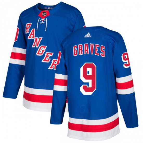Men's Adidas New York Rangers #9 Adam Graves Premier Royal Blue Home NHL Jersey - Ujersey