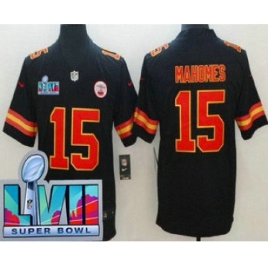 Youth Kansas City Chiefs #15 Patrick Mahomes Limited Black Super Bowl LVII Vapor Jersey - Ujersey