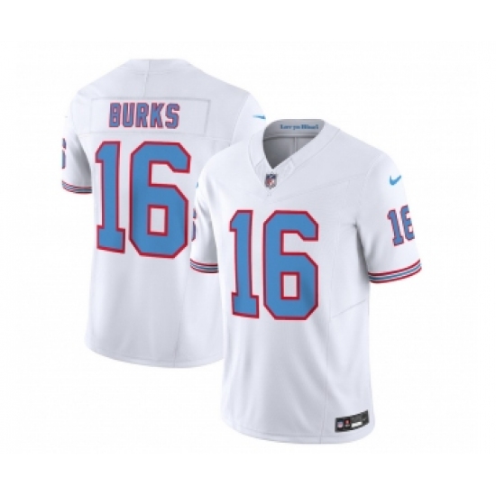 Men's Nike Tennessee Titans #16 Treylon Burks White 2023 F.U.S.E. Vapor Limited Throwback Football Stitched Jersey - Ujersey