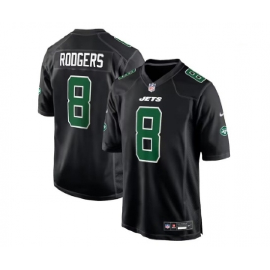 Men's New York Jets #8 Aaron Rodgers Black Stitched Jersey - Ujersey