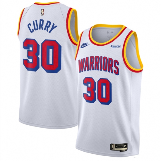 Men's Golden State Warriors #30 Stephen Curry White 2024-25 Classic Edition Swingman Stitched Basketball Jersey - Ujersey
