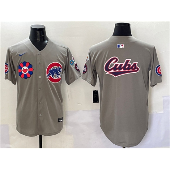 Men's Chicago Cubs Team Big Logo Gray 2025 Tokyo Series Limited Stitched Baseball Jersey - Ujersey