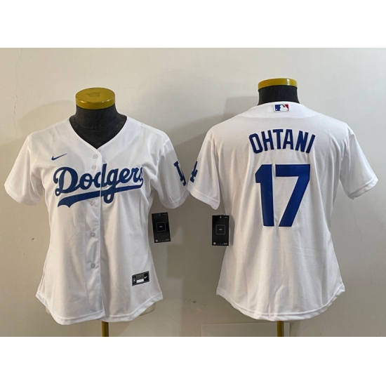 Women's Los Angeles Dodgers #17 Shohei Ohtani White Stitched Cool Base Nike Jersey - Ujersey